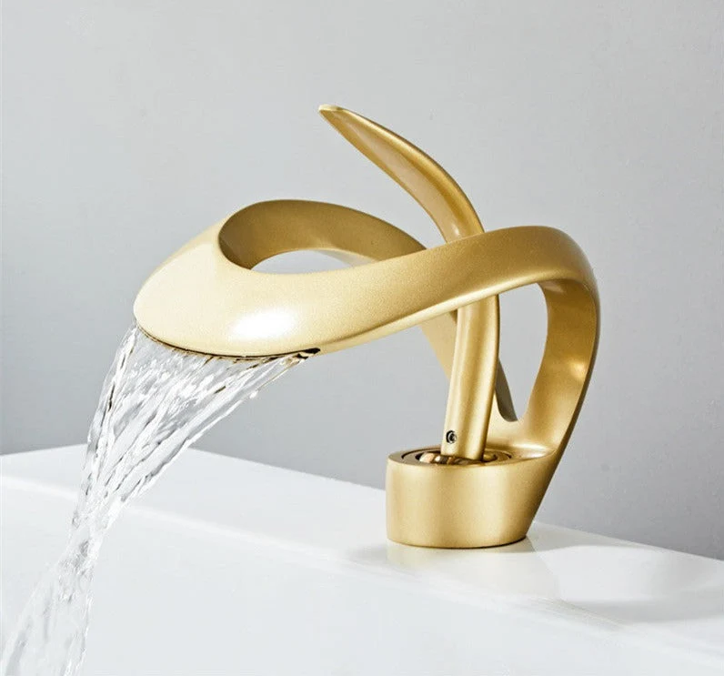 Robinet Cascade Luxe - Laiton Doré Brossé - Salle de Bain