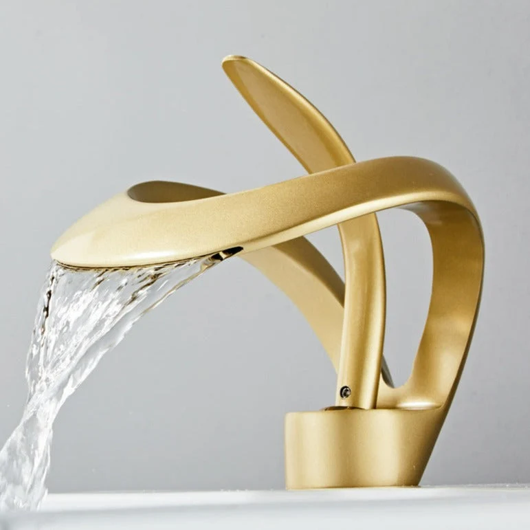 Robinet Cascade Luxe - Laiton Doré Brossé - Salle de Bain