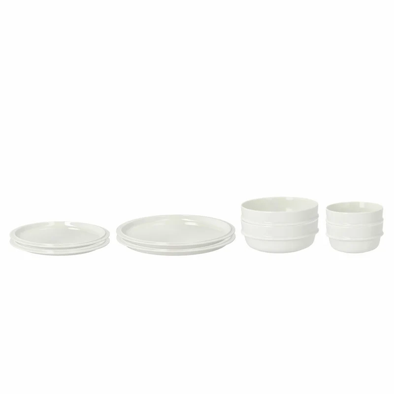 Zone Denmark Geschirr-Set Eau 8-tlg., Teller, Schalen, Porzellan, Weiß, 33085