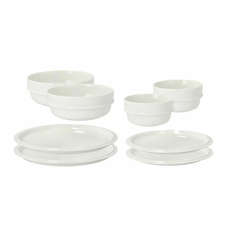 Zone Denmark Geschirr-Set Eau 8-tlg., Teller, Schalen, Porzellan, Weiß, 33085