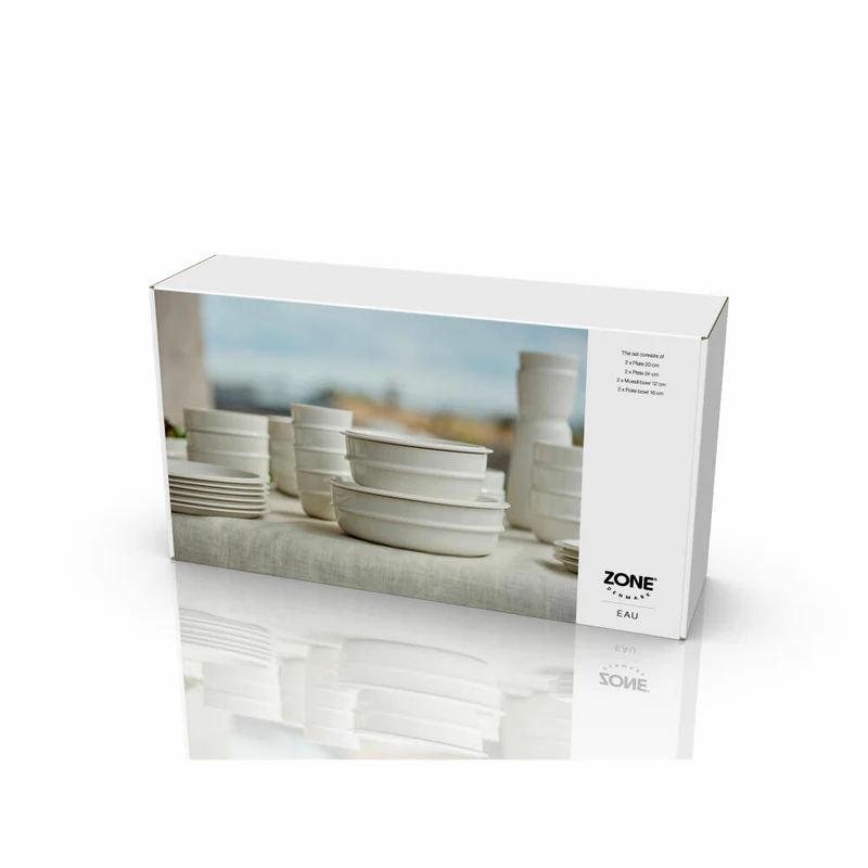 Zone Denmark Geschirr-Set Eau 8-tlg., Teller, Schalen, Porzellan, Weiß, 33085