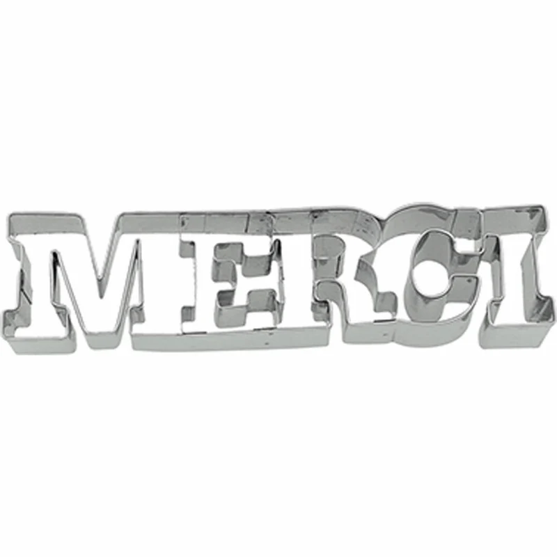 Birkmann Ausstechform Schriftzug Merci, Ausstecher, Plätzchenform, Keks, Plätzchen, Edelstahl, 15 cm, 198876