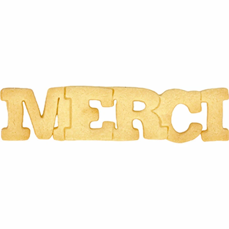 Birkmann Ausstechform Schriftzug Merci, Ausstecher, Plätzchenform, Keks, Plätzchen, Edelstahl, 15 cm, 198876