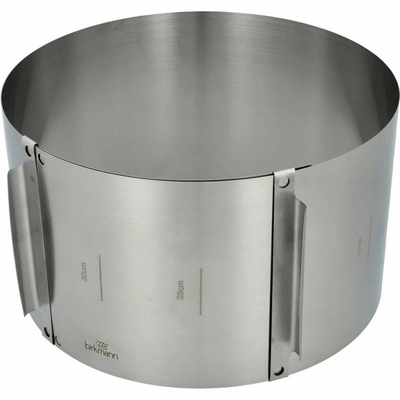 Birkmann Bakers Best Tortenring, Verstellbar, Kuchenring, Backrahmen, mit Skalierung, Edelstahl, H 15 cm, 424524