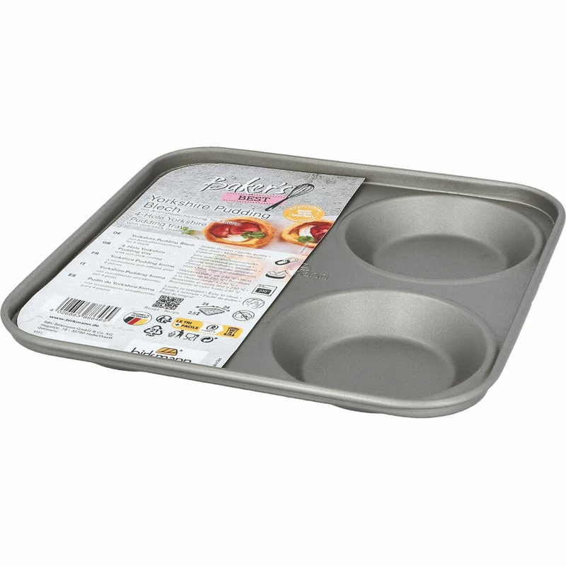 Birkmann Bakers Best Yorkshire Pudding Blech, Backform, Backblech, Karbonstahl, 24 x 24 cm, 886469