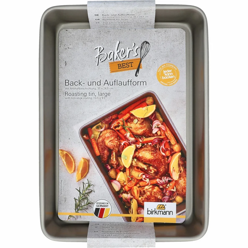 Birkmann Bakers Best Back- und Auflaufform, Gr. L, Backform, Ofenform, Karbonstahl, 35 x 24.5 cm, 886506