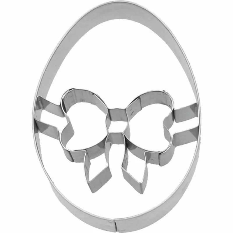 Birkmann Ausstechform Ei mit Schleife, Ausstecher, Plätzchenform, Keks, Plätzchen, Edelstahl, 6.5 cm, 189959