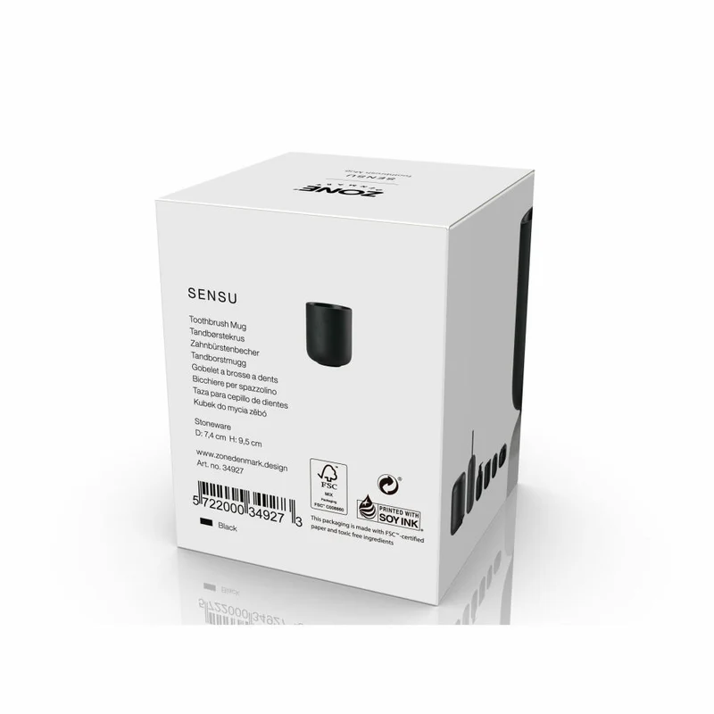 Zone Denmark Zahnbürstenbecher Sensu Black, Zahnbürstenhalter, Steinzeug, Schwarz, 34927