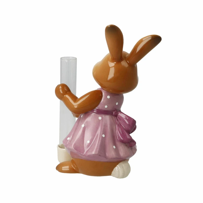 Goebel Figur Hasenmädchen mit Vase - Lass Blumen sprechen, Ostern, Steingut, Bunt, 14.5 cm, 66846151