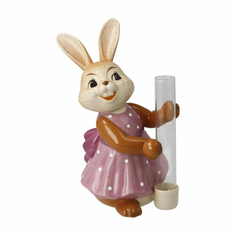Goebel Figur Hasenmädchen mit Vase - Lass Blumen sprechen, Ostern, Steingut, Bunt, 14.5 cm, 66846151