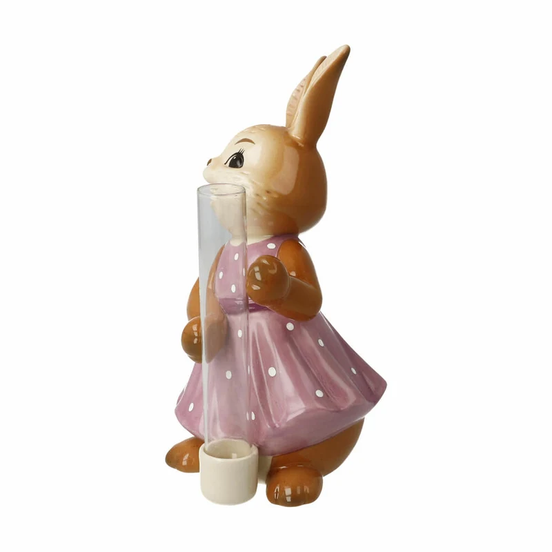 Goebel Figur Hasenmädchen mit Vase - Lass Blumen sprechen, Ostern, Steingut, Bunt, 14.5 cm, 66846151