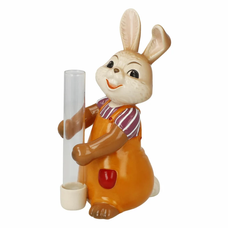 Goebel Figur Hase mit Vase Blütentraum, Ostern, Steingut, Bunt, 14.5 cm, 66846161
