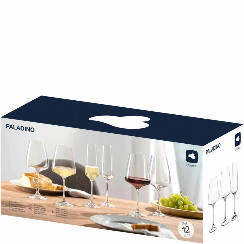 Leonardo Kelchglasset PALADINO, 12-tlg., Weinglas, Sektglas, Weißweinglas, Rotweinglas, Kristallglas, 066313
