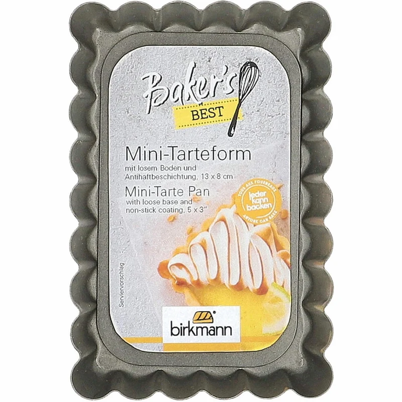 Birkmann Bakers Best Mini-Tarteform, mit losem Boden, Backform, Kuchenform, Karbonstahl, 13 x 8 cm, 886568