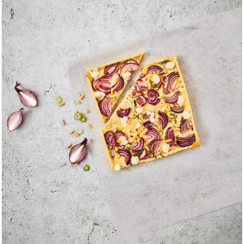 Birkmann Bakers Best Quiche- & Tarteform, perforiert, mit losem Boden, Quicheform, Backform, Karbonstahl, 21 x 21 cm, 886612