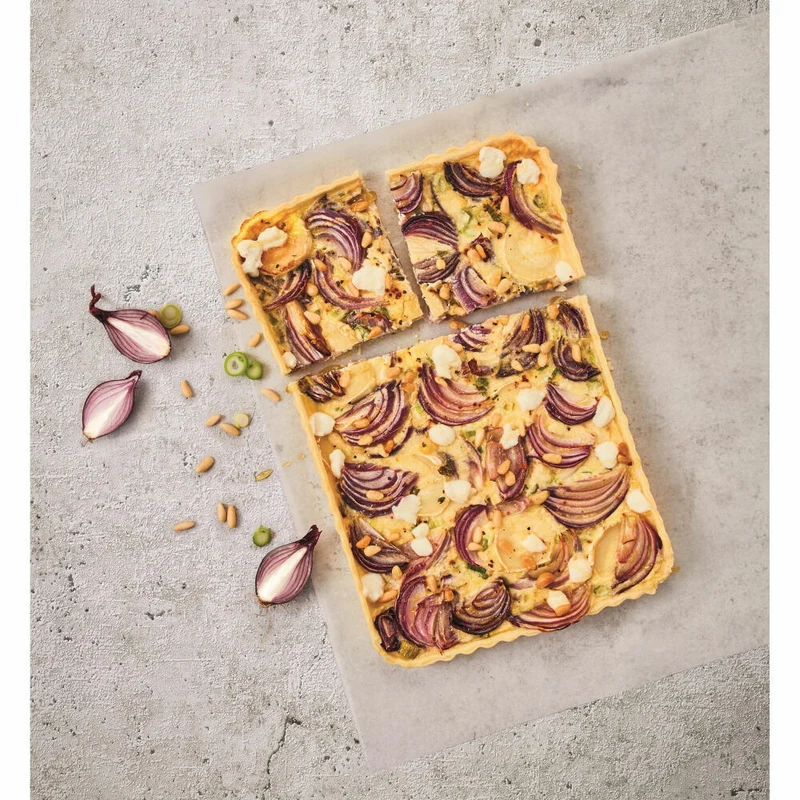 Birkmann Bakers Best Quiche- & Tarteform, perforiert, mit losem Boden, Quicheform, Backform, Karbonstahl, 32 x 22 cm, 886629