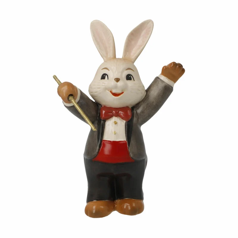 Goebel Figur Hase Genial Dirigent, Osterhase, Steingut, Bunt, 8 cm, 66845991