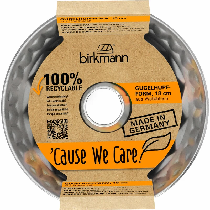 Birkmann Cause We Care Gugelhupfform, Backform, Kuchenform, Gugelhupf, Weißblech, Ø 22 cm, 889095