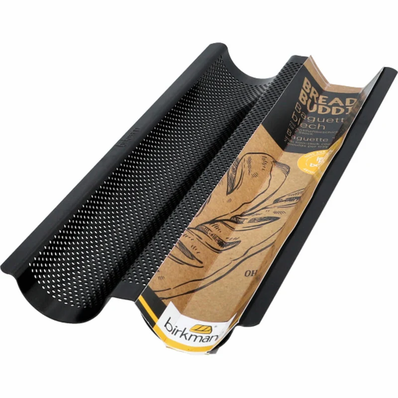 Birkmann Bread Buddies Baguetteblech, Baguette Backblech, Brotbackform, Karbonstahl, 37 x 16 cm, 331013