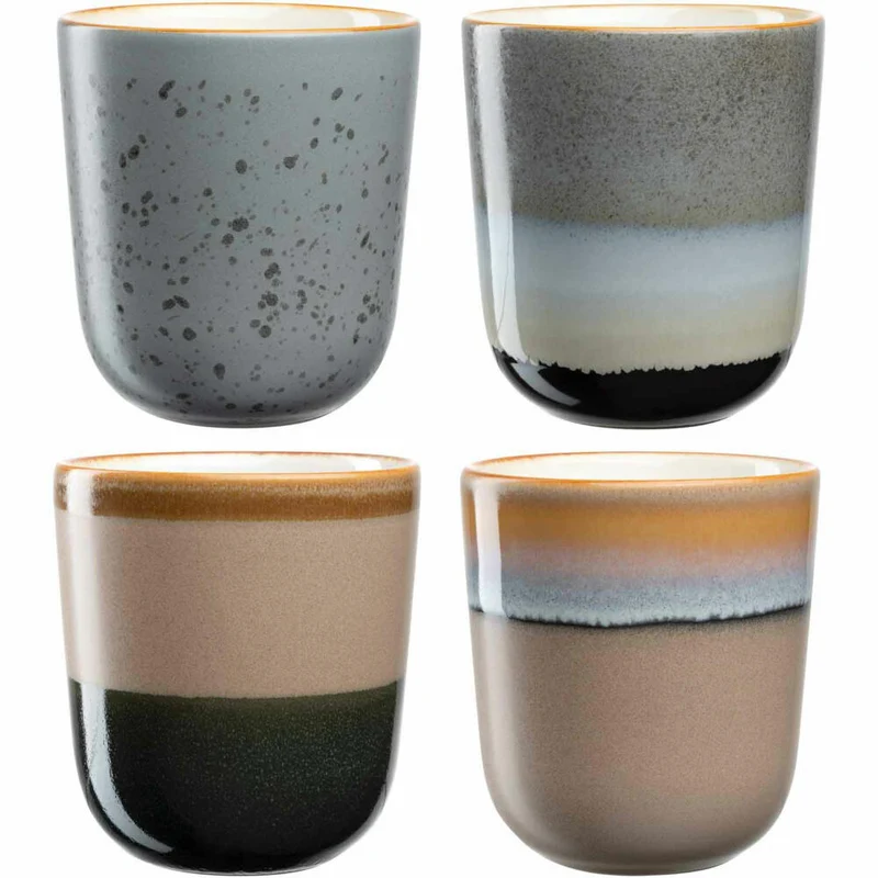 Leonardo Keramikbecher Roma, 4er Set, Kaffeebecher, Teebecher, Tasse, Keramik, 330ml, 025441