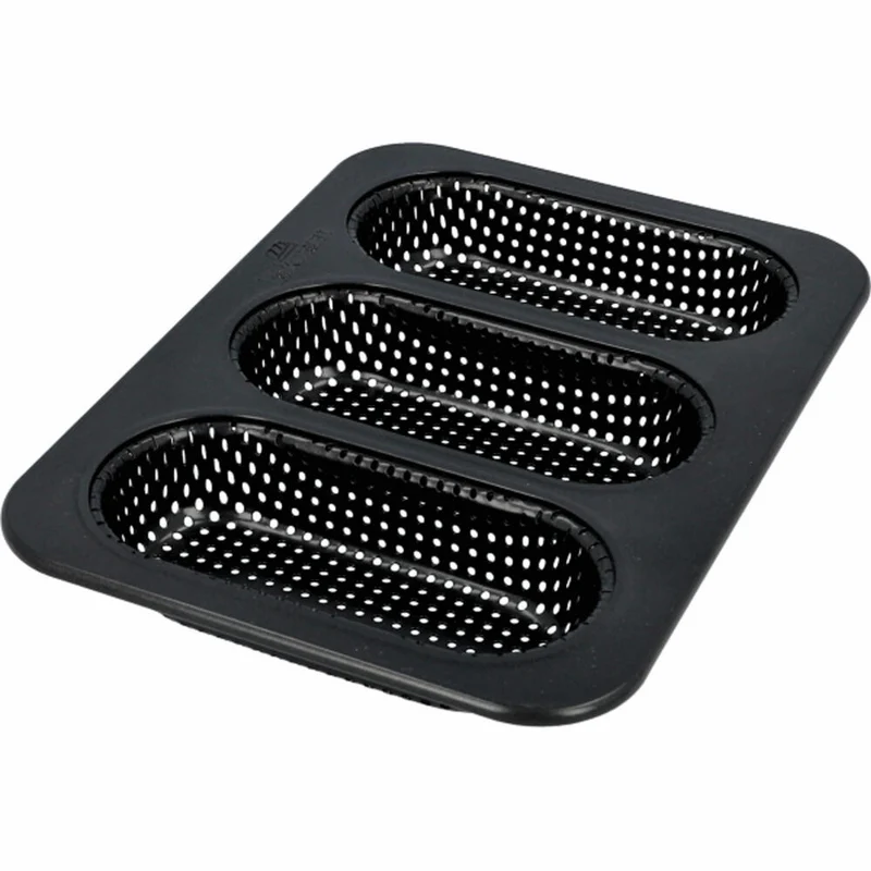 Birkmann Bread Buddies Mini-Baguetteblech, Baguette Backblech, Brotbackform, Karbonstahl, 25.5 x 18.5 cm, 331037