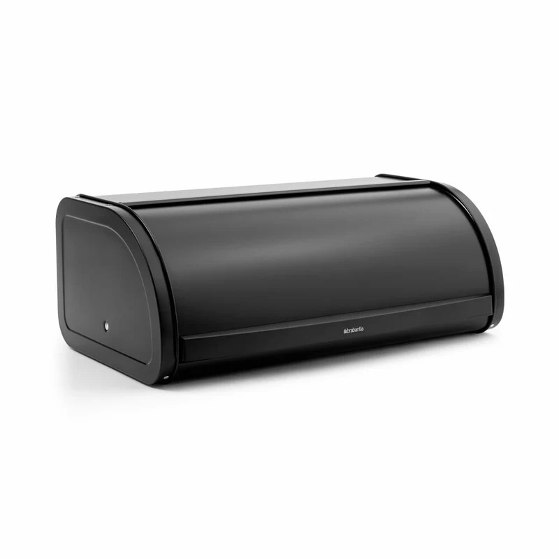 Brabantia Rollbrotkasten Groß, Brotkasten, Brotaufbewahrung, Stahl, Matt Black, 16 L, 236761