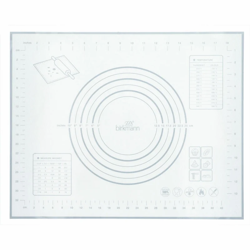 Birkmann Bakers Best Ausrollmatte mit Skalierung, Backmatte, Küchenmatte, Silikon, 40 x 50 cm, 424012