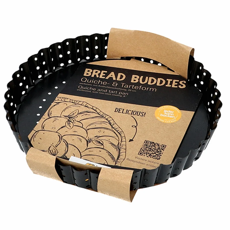 Birkmann Bread Buddies Quiche- & Tarteform, Backform, Quicheform, Perforiert, Karbonstahl, Ø 20 cm, 331099