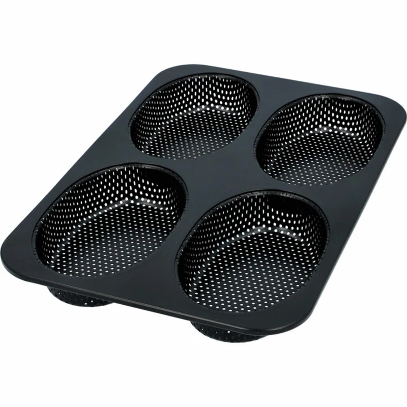 Birkmann Bread Buddies Brötchenblech, Backblech, Brötchenform, Backform, Perforiert, Karbonstahl, 20 x 30 cm, 331136