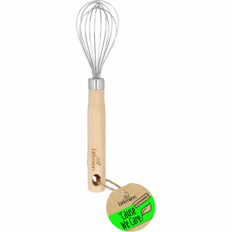 Birkmann Cause We Care Schneebesen klein, Rührbesen, Schlagbesen, Edelstahl / Buchenholz, 23 cm, 889224