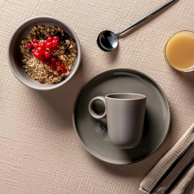 Leonardo Geschirr Set ROMA, 6-tlg., Geschirrset, Teller, Schale, Tasse, Taupe, 026373