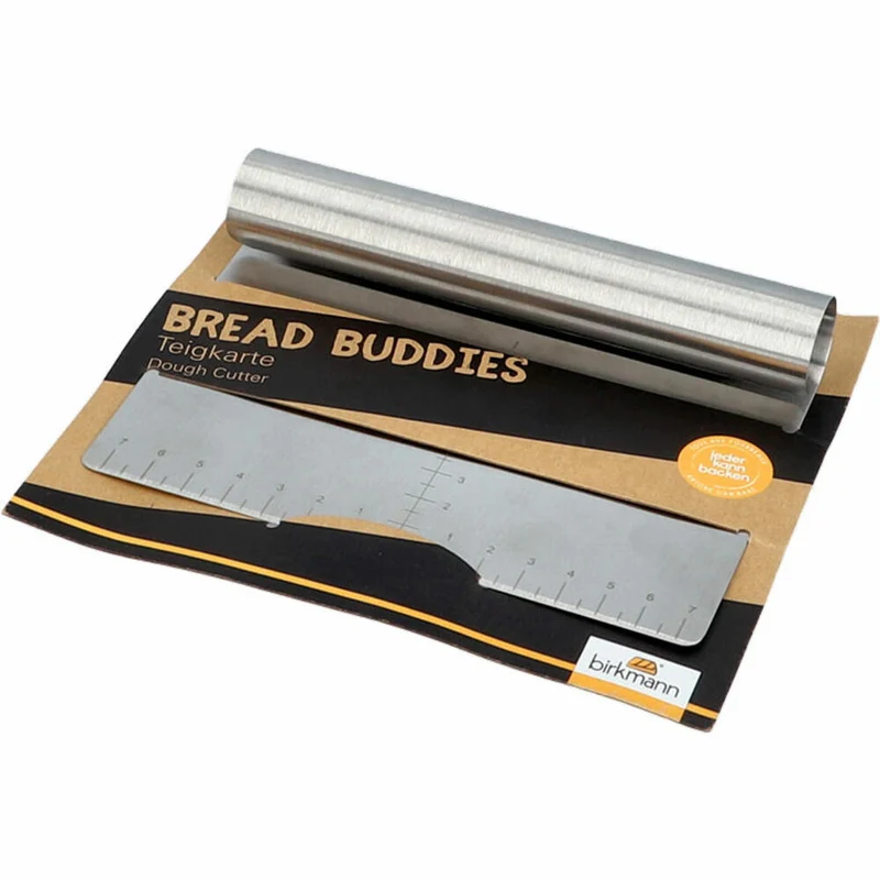 Birkmann Bread Buddies Teigkarte, Teigspachtel, Teigschaber, Teigschneider, mit Skalierung, Edelstahl, 15 x 12 cm, 331426
