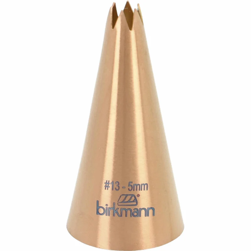 Birkmann Sterntülle Nr.13, Spritztülle, Garniertülle, Backzubehör, Edelstahl, Kupferfarben, Ø 5 mm, 409088