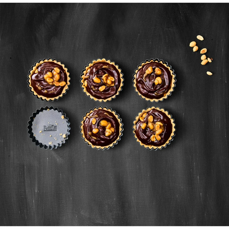 Birkmann Premium Baking Tarteförmchen, mit Hebeboden, Backform, Törtchenform, Karbonstahl, Ø 10 cm, 882195