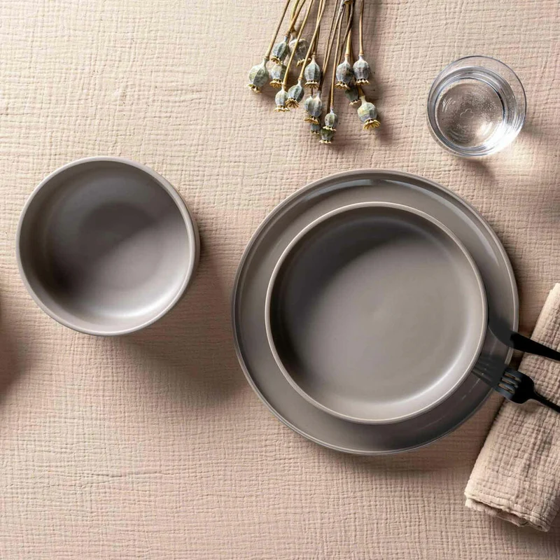 Leonardo Geschirr Set ROMA, 12-tlg., Geschirrset, Teller, Schale, Schüssel, Taupe, 027927