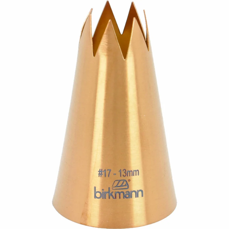 Birkmann Sterntülle Nr.17, Spritztülle, Garniertülle, Backzubehör, Edelstahl, Kupferfarben, Ø 13 mm, 409101