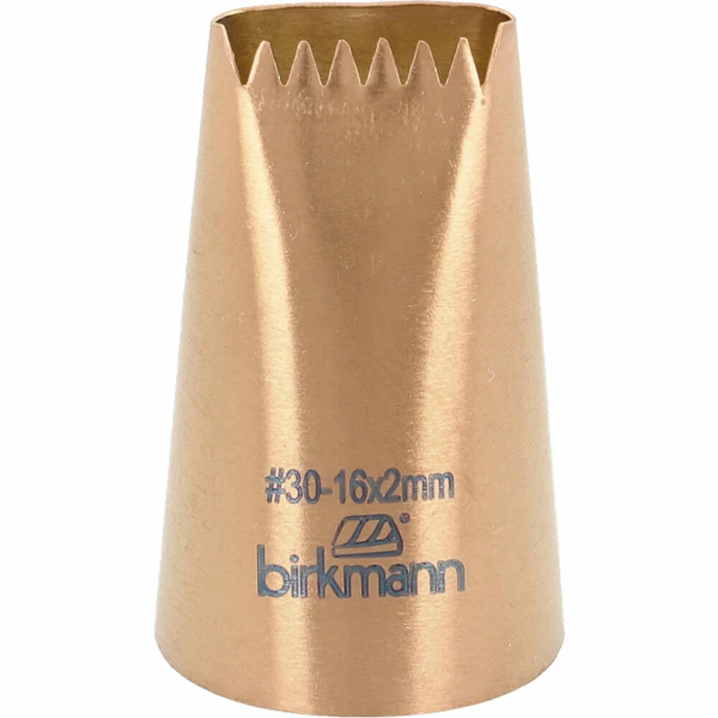 Birkmann Sternbandtülle Nr.30, Spritztülle, Garniertülle, Backzubehör, Edelstahl, Kupferfarben, 16 x 2 mm, 409224