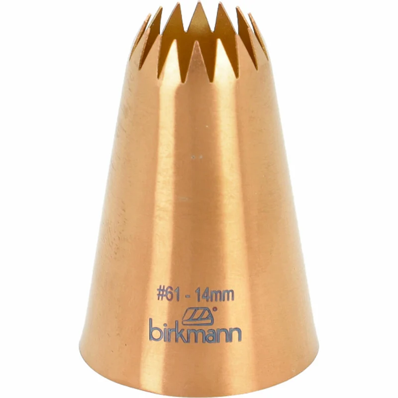 Birkmann Französische Sterntülle Nr.61, Spritztülle, Garniertülle, Backzubehör, Edelstahl, Kupferfarben, Ø 14 mm, 409255