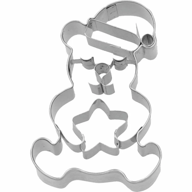 Birkmann Ausstechform Weihnachtsteddybär mit Stern, Ausstecher, Plätzchenform, Keks, Plätzchen, Edelstahl, 7 cm, 189867