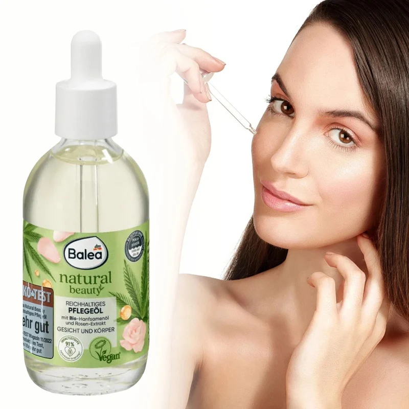 Balea Natural Beauty Pflegeöl mit Bio-Hanfsamenöl und Rosen-Extrakt, 100ml, neu