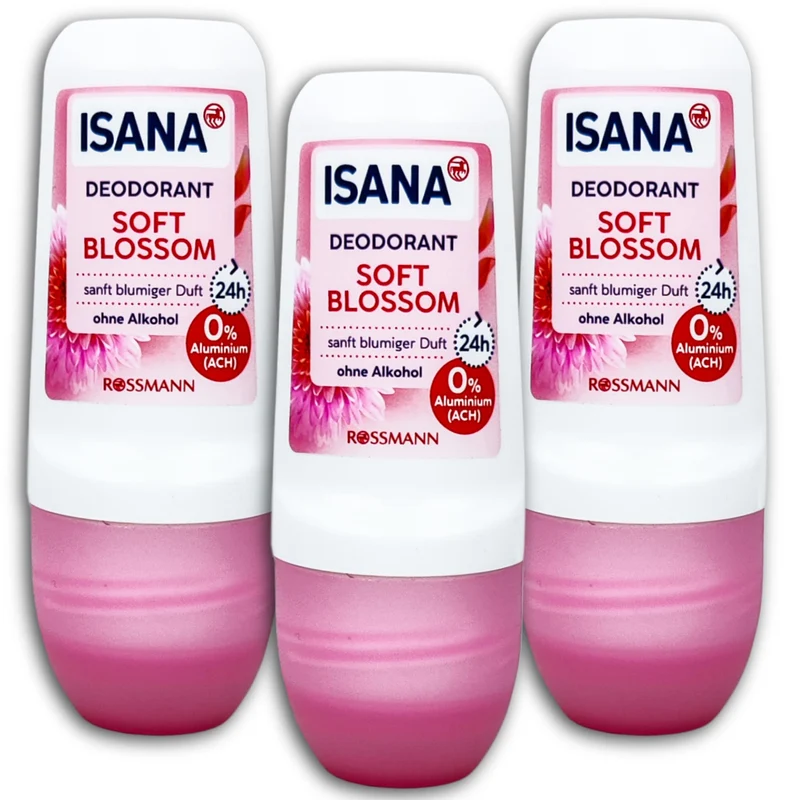 ISANA Deodorant Roll-on Soft Blossom Deoroller, 3 x 50ml (3er Pack)