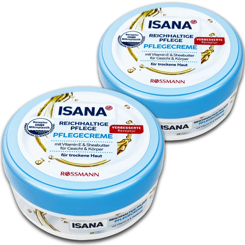 ISANA Pflegecreme reichhaltige Pflege 2 x 200 ml, 2er Pack