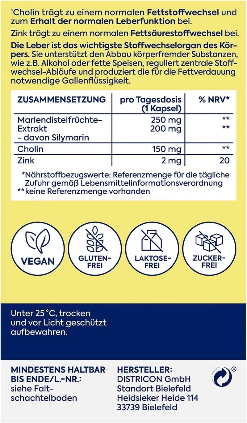Zirkulin Leber Vital, 30 Kapseln, mit Cholin, Mariendistelfruchtextr.&Zink, ovp