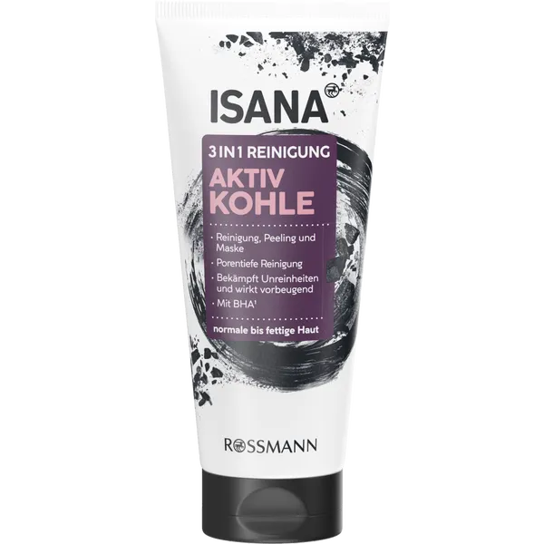ISANA 3in1 Aktivkohle, Porentiefe Reinigung, Peeling oder Maske, 100ml