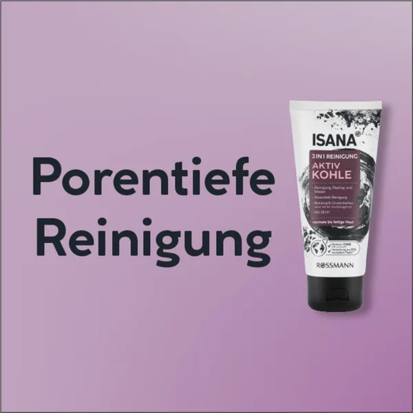 ISANA 3in1 Aktivkohle, Porentiefe Reinigung, Peeling oder Maske, 100ml