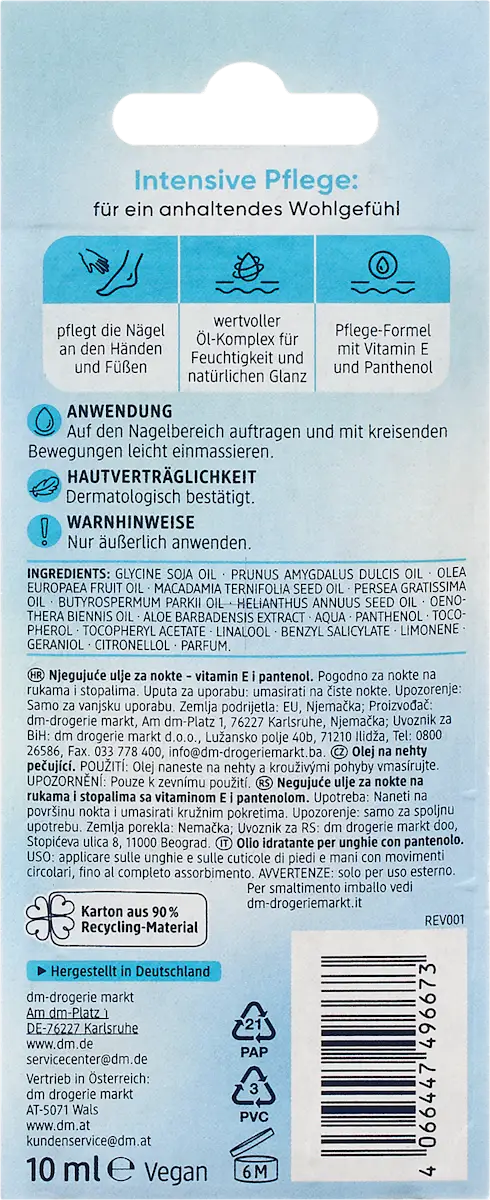 Balea Nagelpflegeöl, Pflege für Nägel und Haut, 10 ml