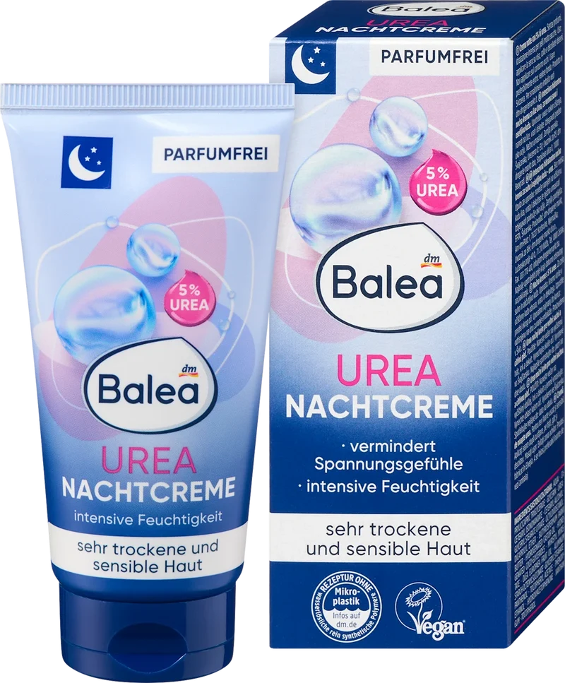 Balea Nachtcreme Urea, für sehr trockene und sensible Haut, 50 ml