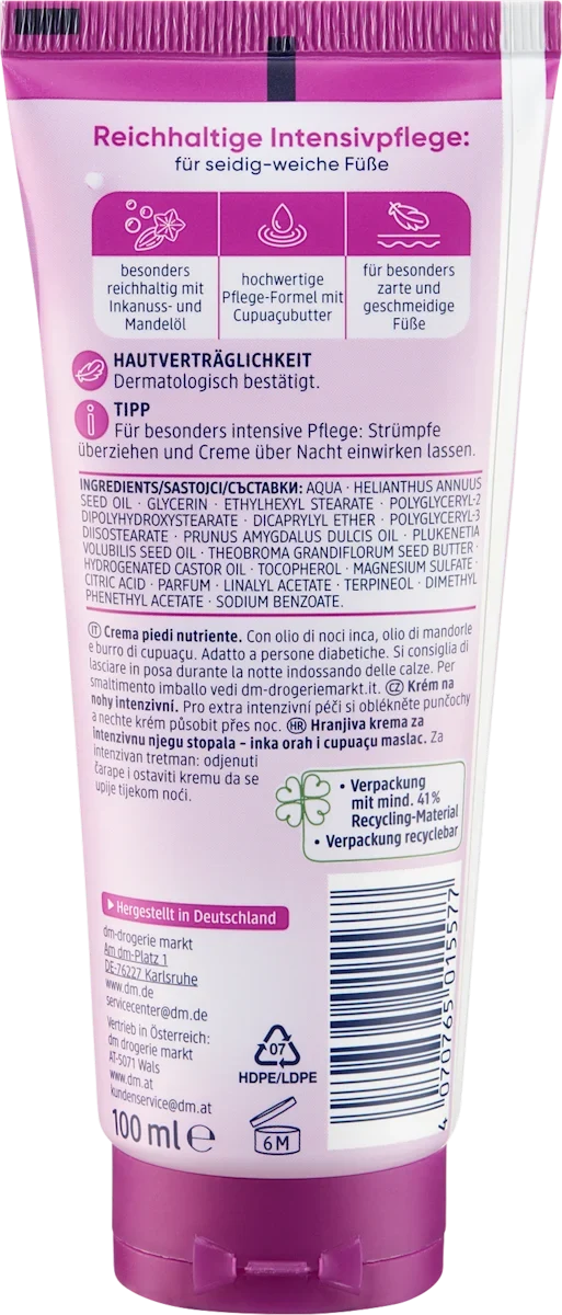 Balea Fußcreme intensiv, mit Inkanussöl und Cupuacubutter, 100 ml, neu&ovp
