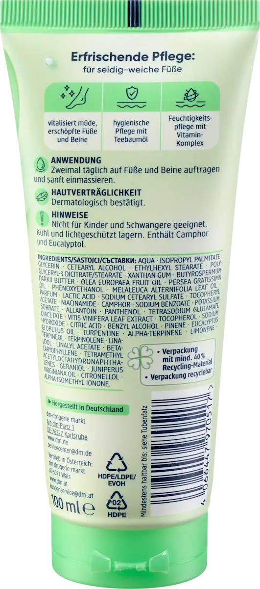 Balea Fußcreme Teebaumöl, 100 ml, neu&ovp