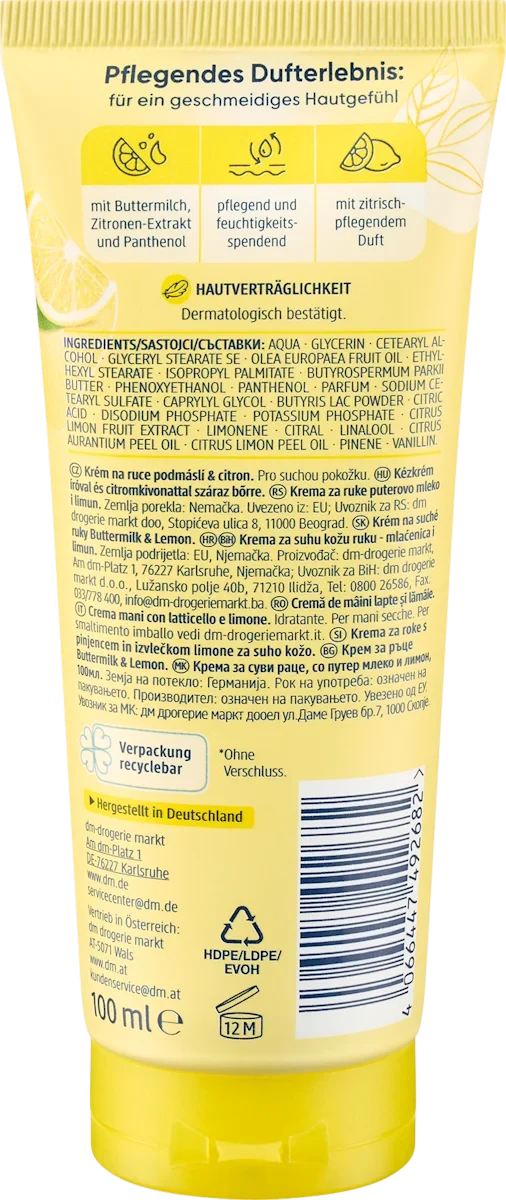 Balea Handcreme Buttermilk & Lemon, 100 ml
